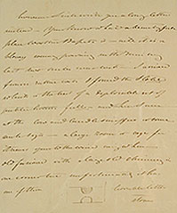Details of page from letter home to Mary Horsley showing draughty doors and windows in Wooton Bassett hotel room (University of Bristol)