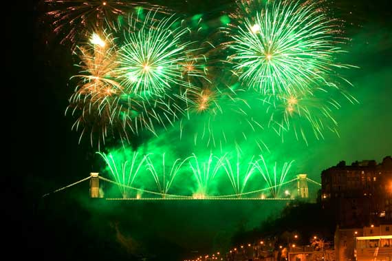 Launch fireworks over the Clifton Suspension Bridge (Paul Box).