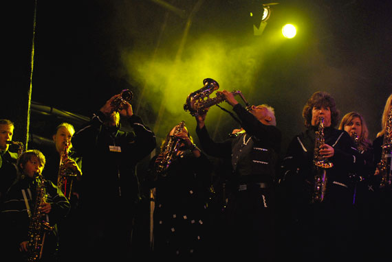 Some of the 200 saxophonists that performed.